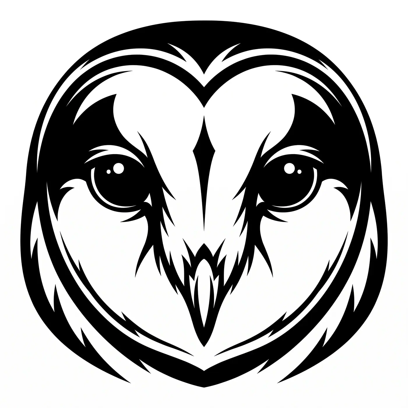 Blackwork Barn Owl Face