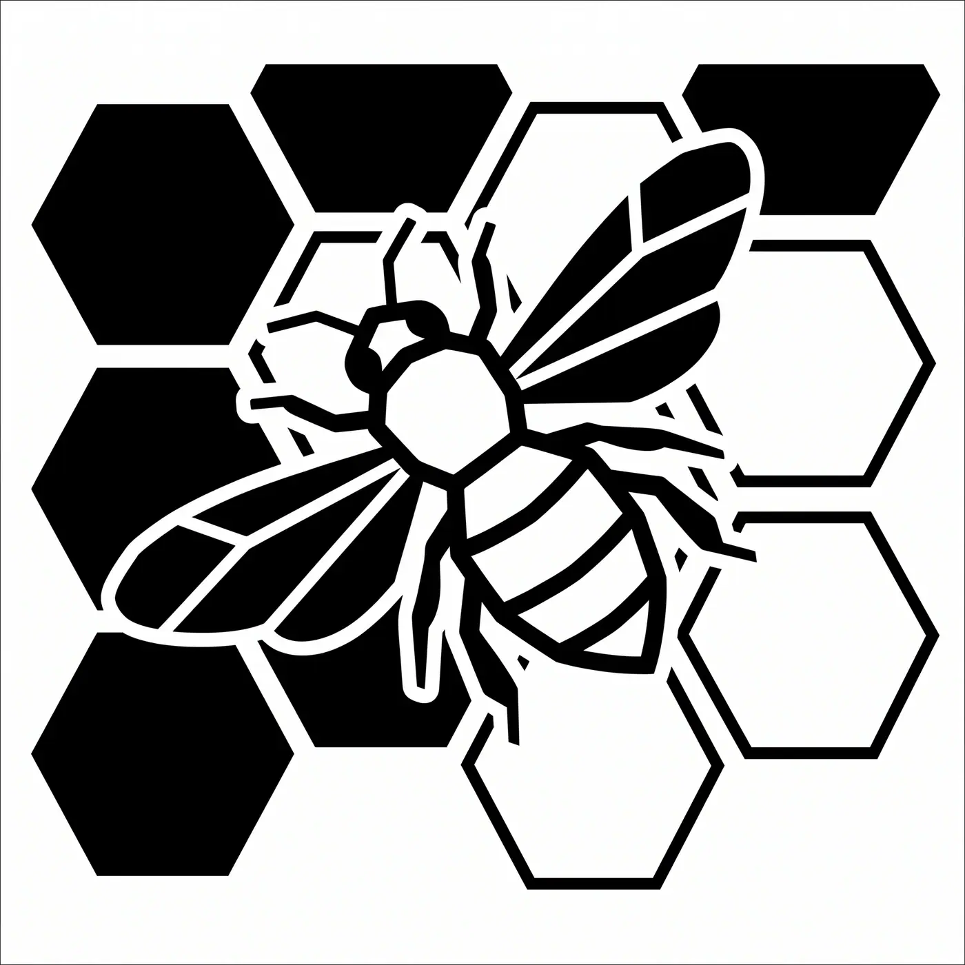 Blackwork Bee With Honeycomb