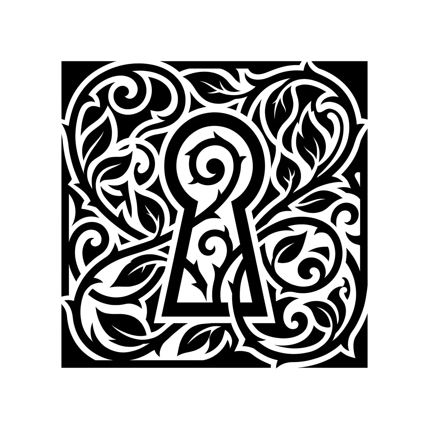 Blackwork Keyhole With Vines