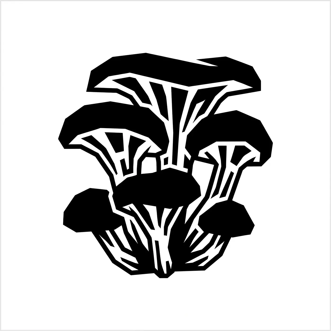 Blackwork Mushroom Cluster