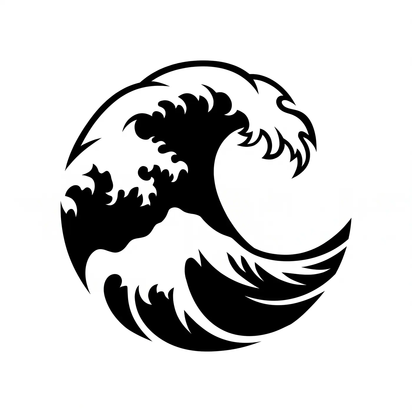 Blackwork Ocean Wave