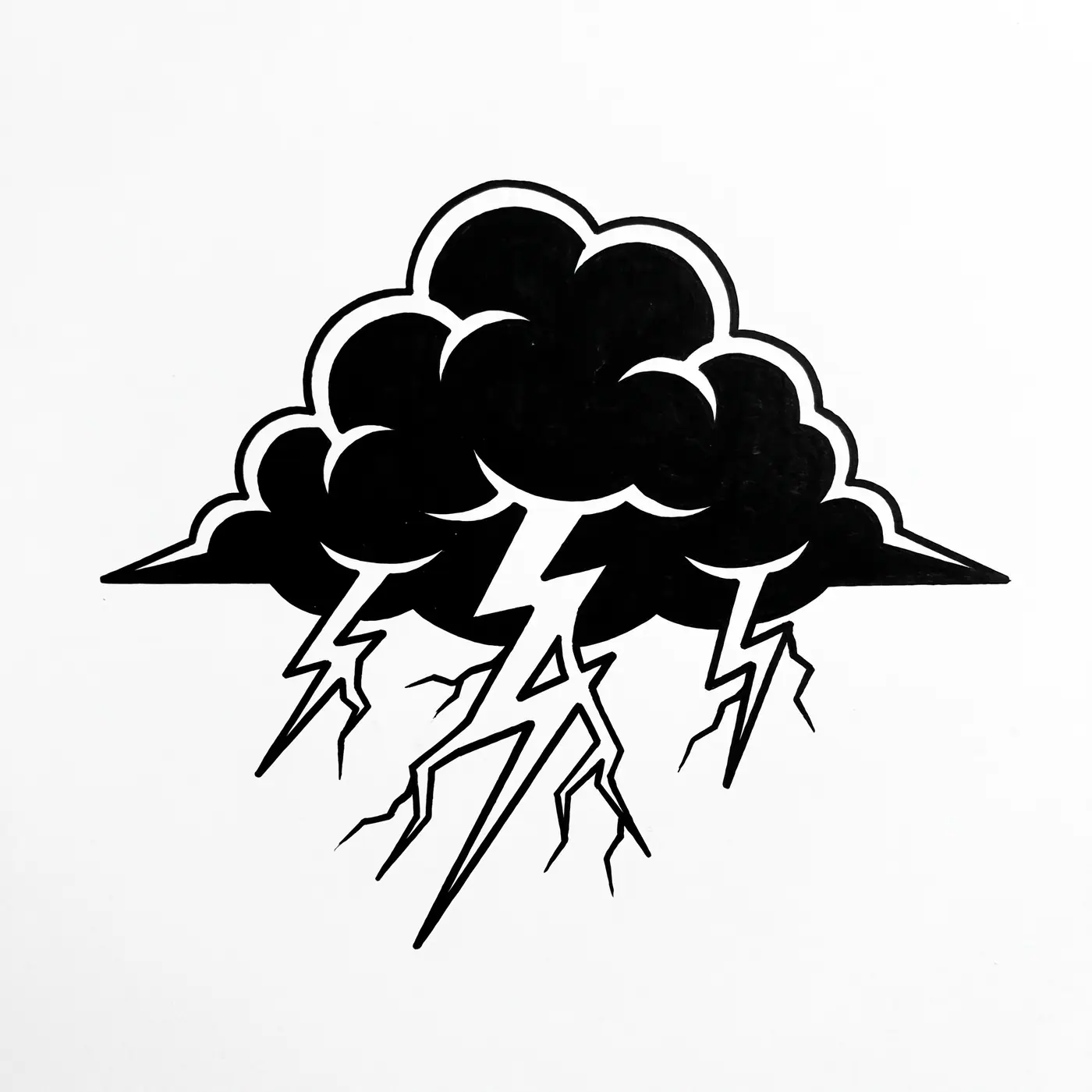 Blackwork Storm Cloud With Lightning