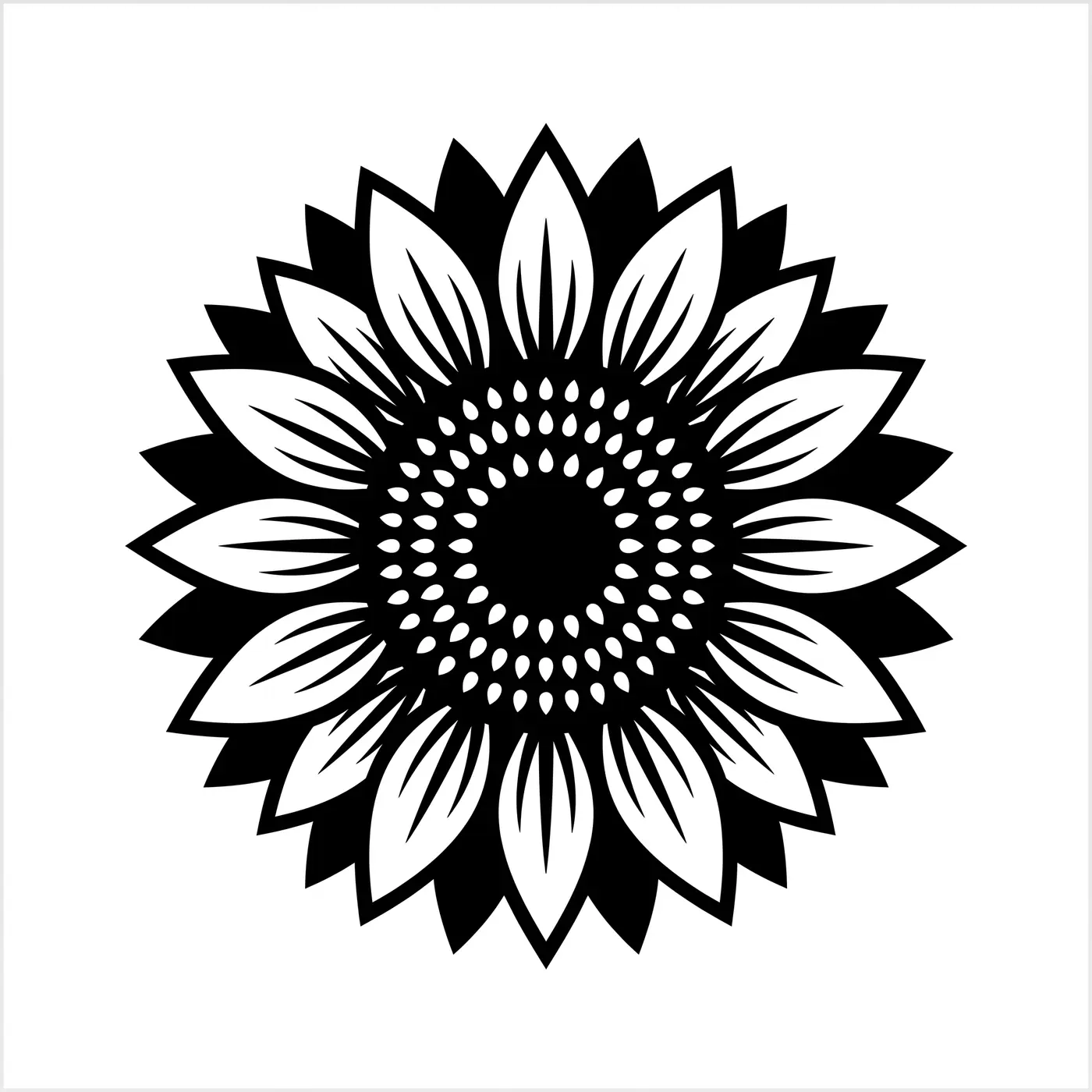 Blackwork Sunflower Head