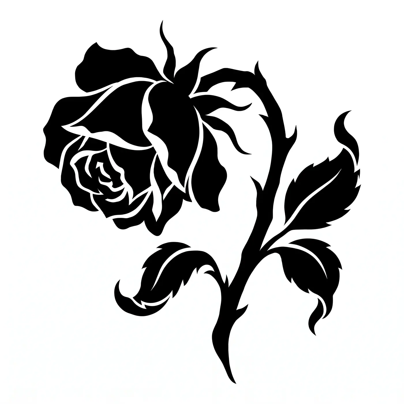 Blackwork Wilting Rose