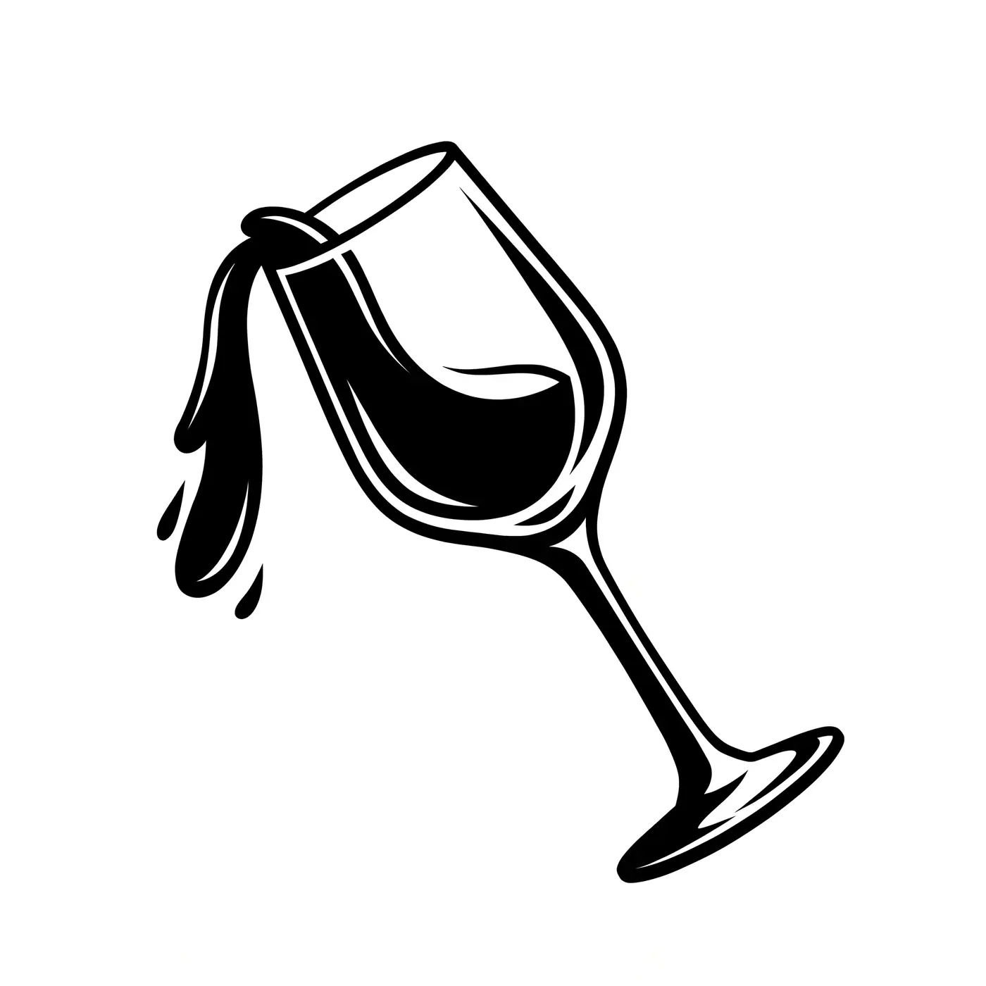 Blackwork Wine Glass Spilling