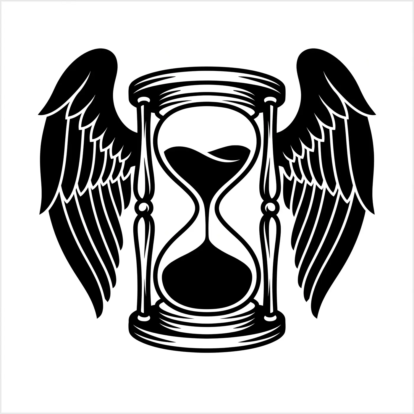 Blackwork Winged Hourglass