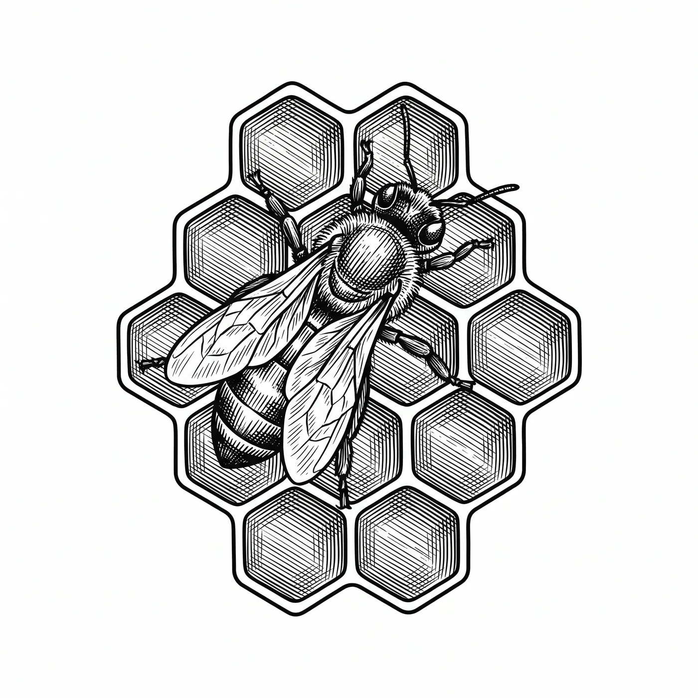 Botanical Bee With Honeycomb