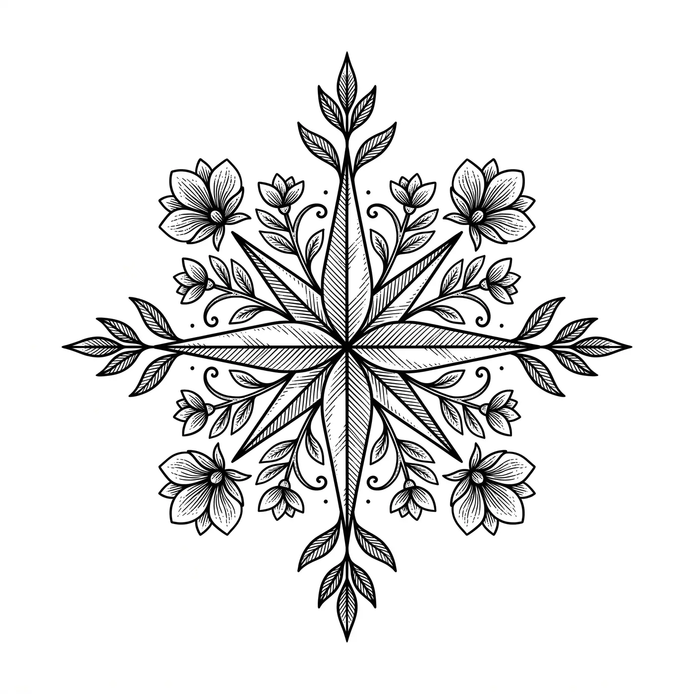 Botanical Compass Rose