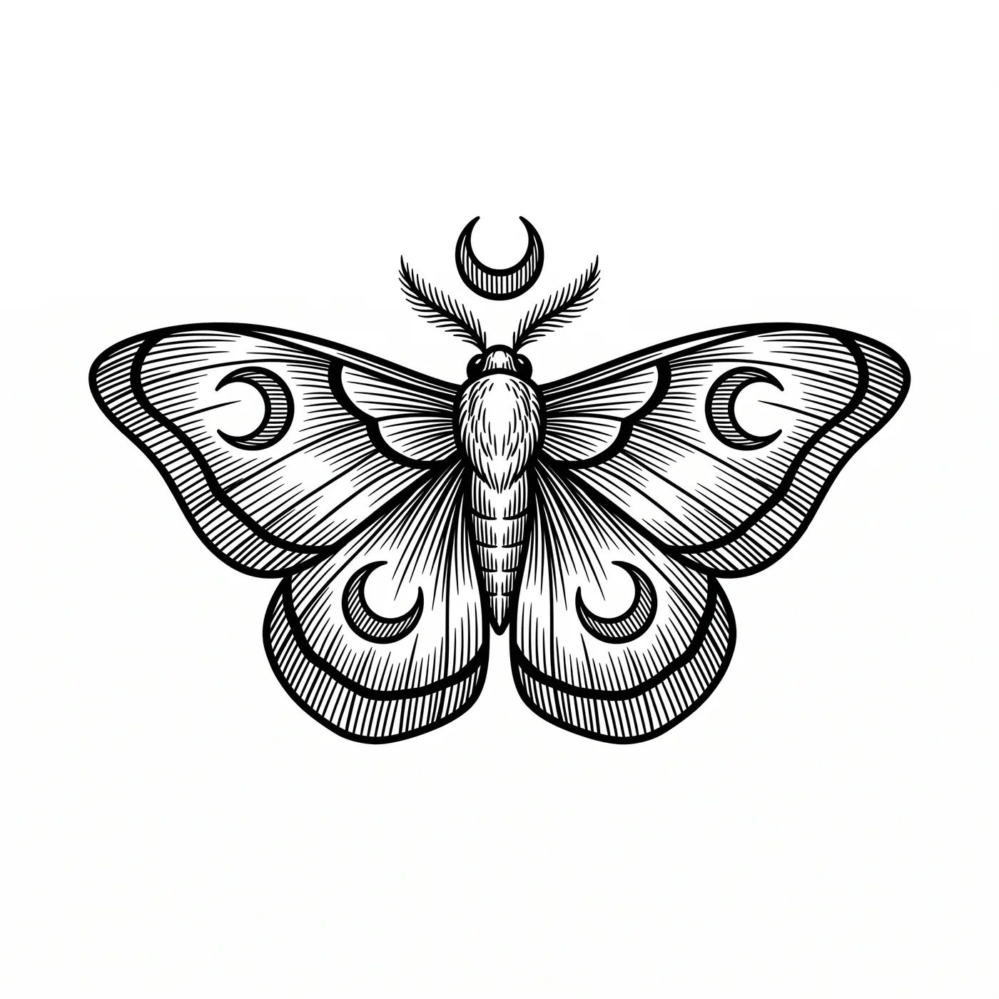Botanical Moth With Moon