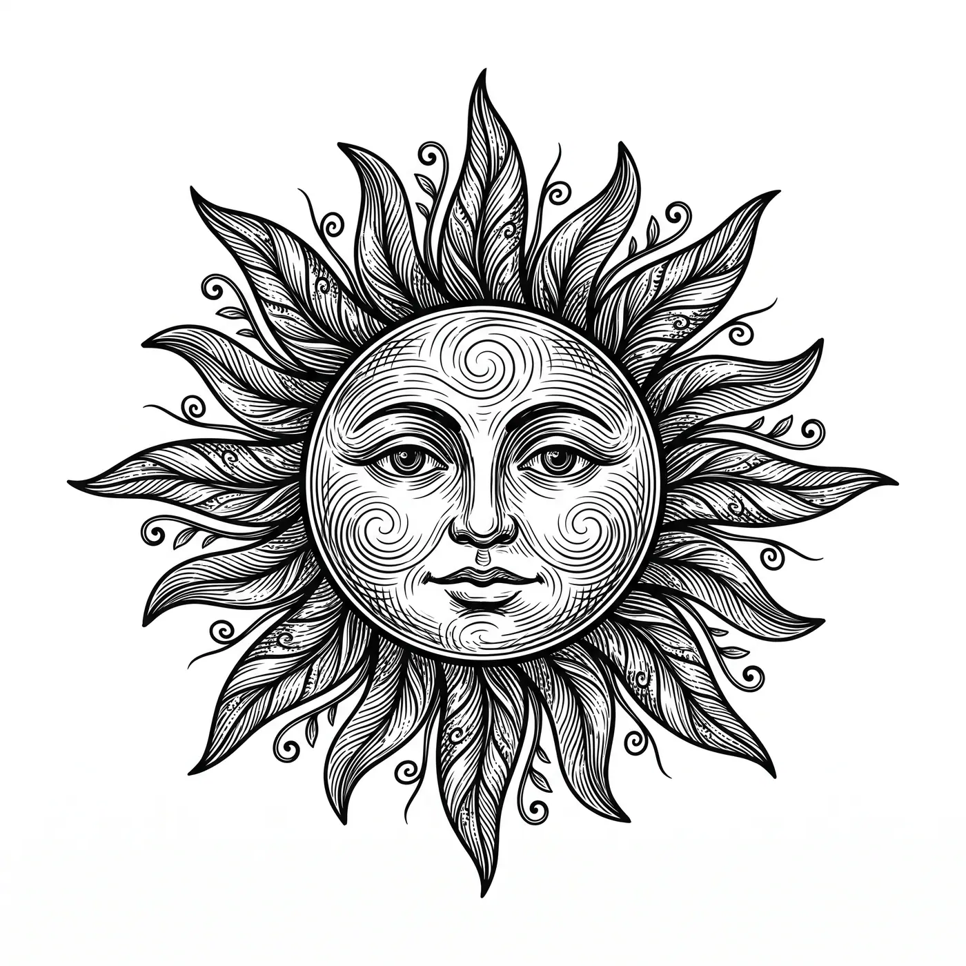 Botanical Sun With Rays