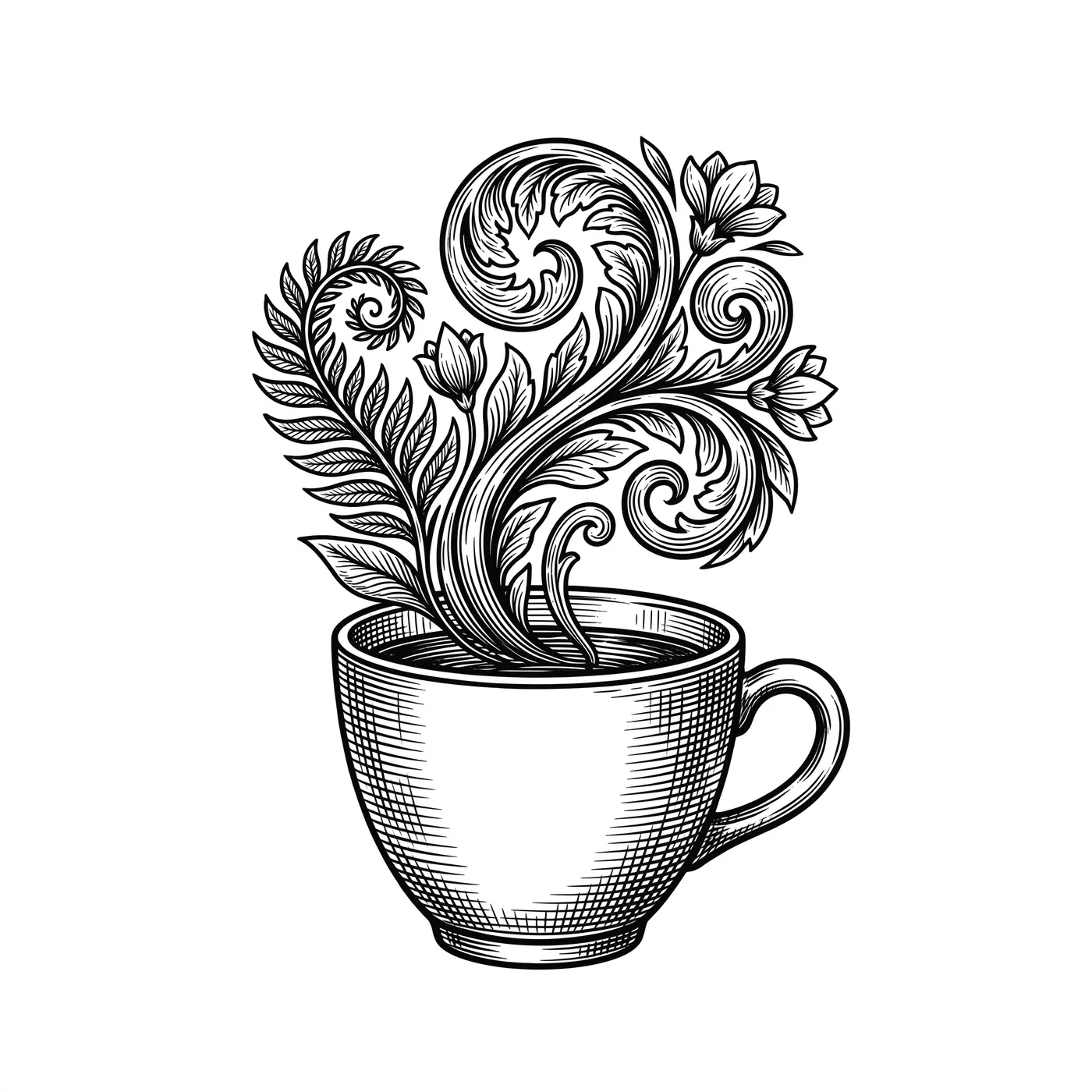 Botanical Teacup With Steam