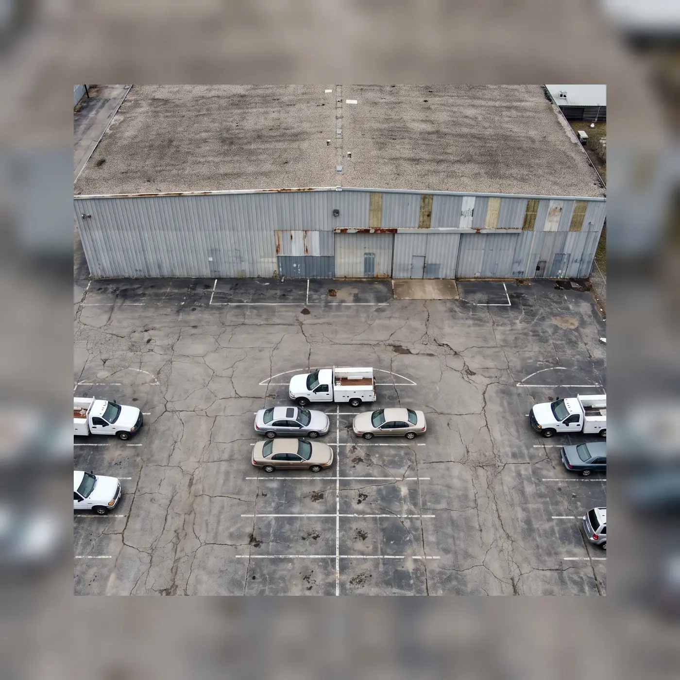 Warehouse parking lot aerial logistics distribution center