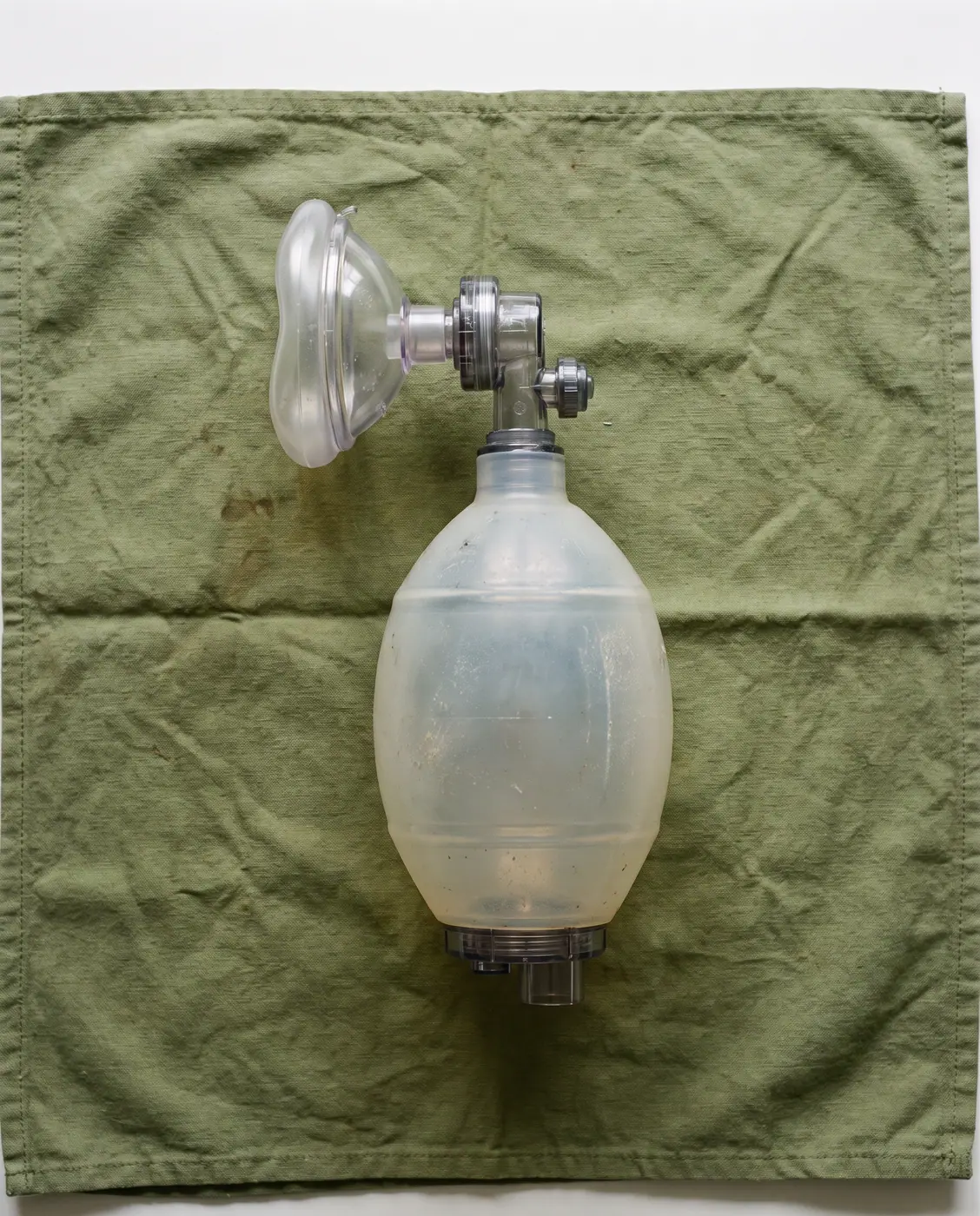 Resuscitation bag valve mask BVM green cloth medical emergency