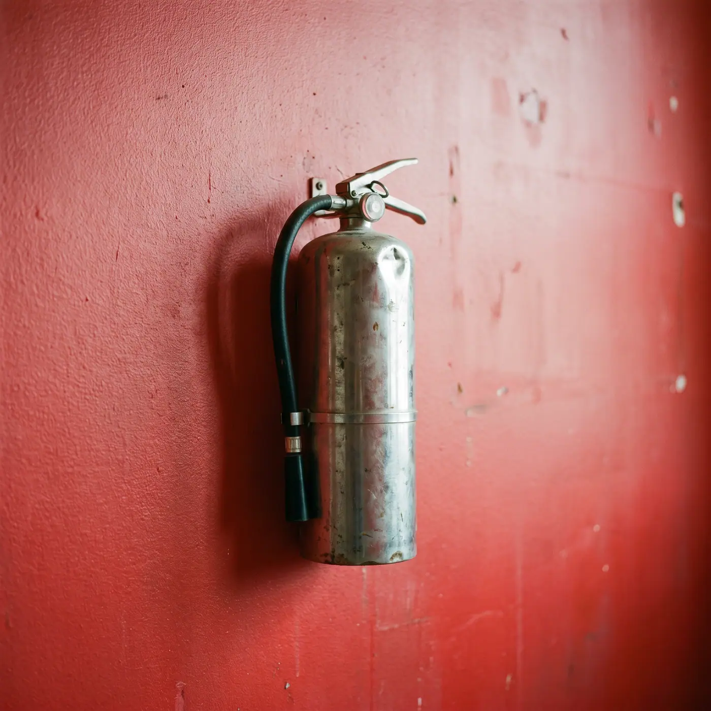 Fire extinguisher red wall safety compliance emergency equipment