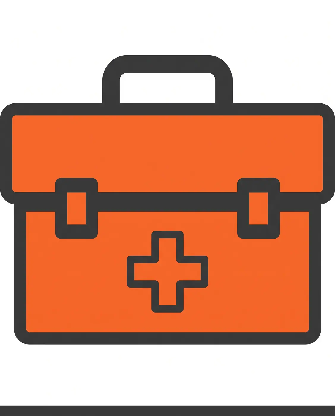 First aid kit icon flat vector safety orange grey