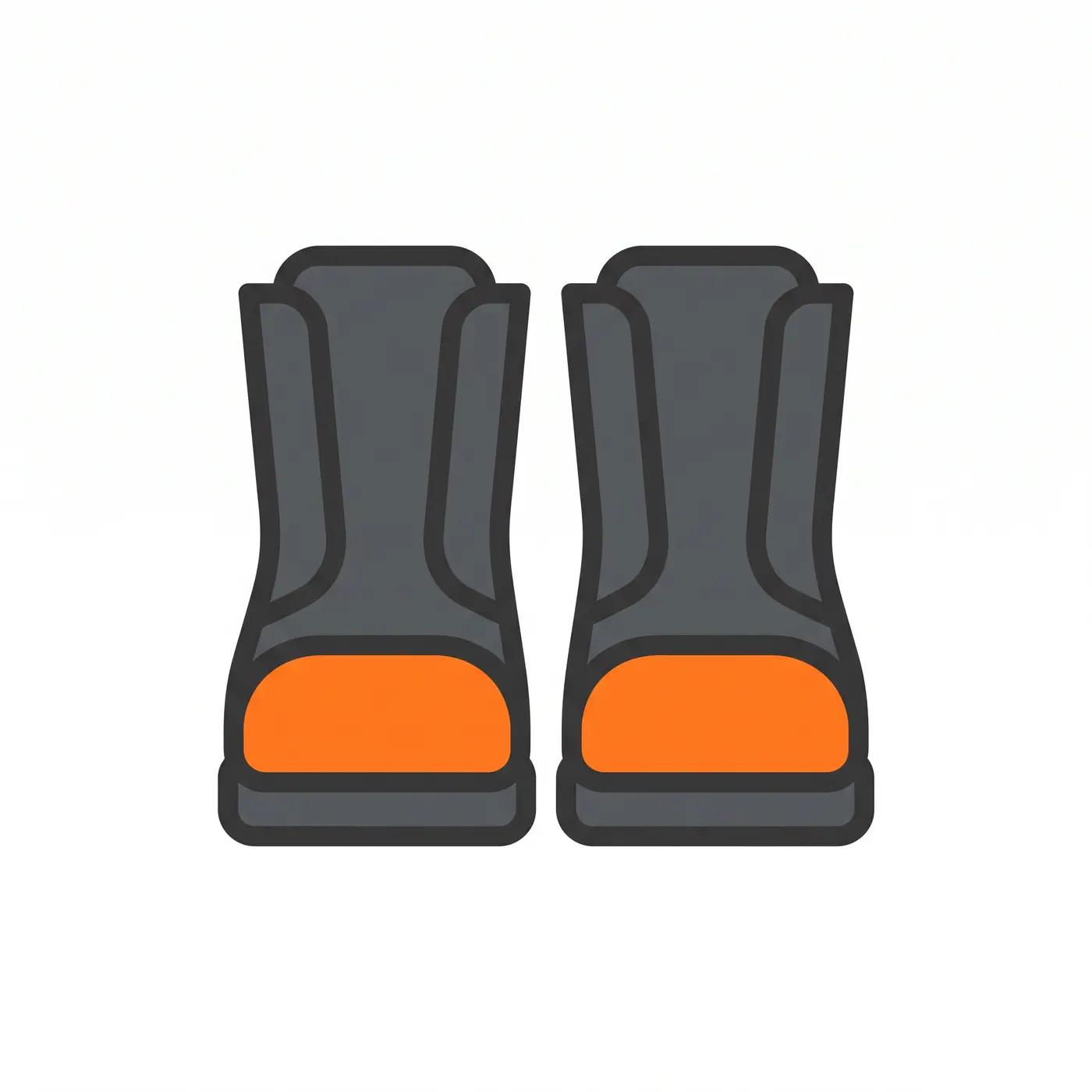 Steel Toe Safety Boots Icon Vector Flat Design Orange Grey