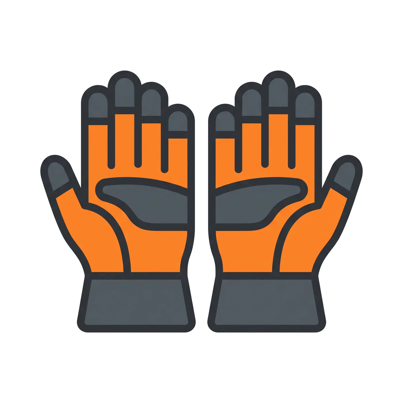 Protective work gloves vector icon safety orange charcoal grey