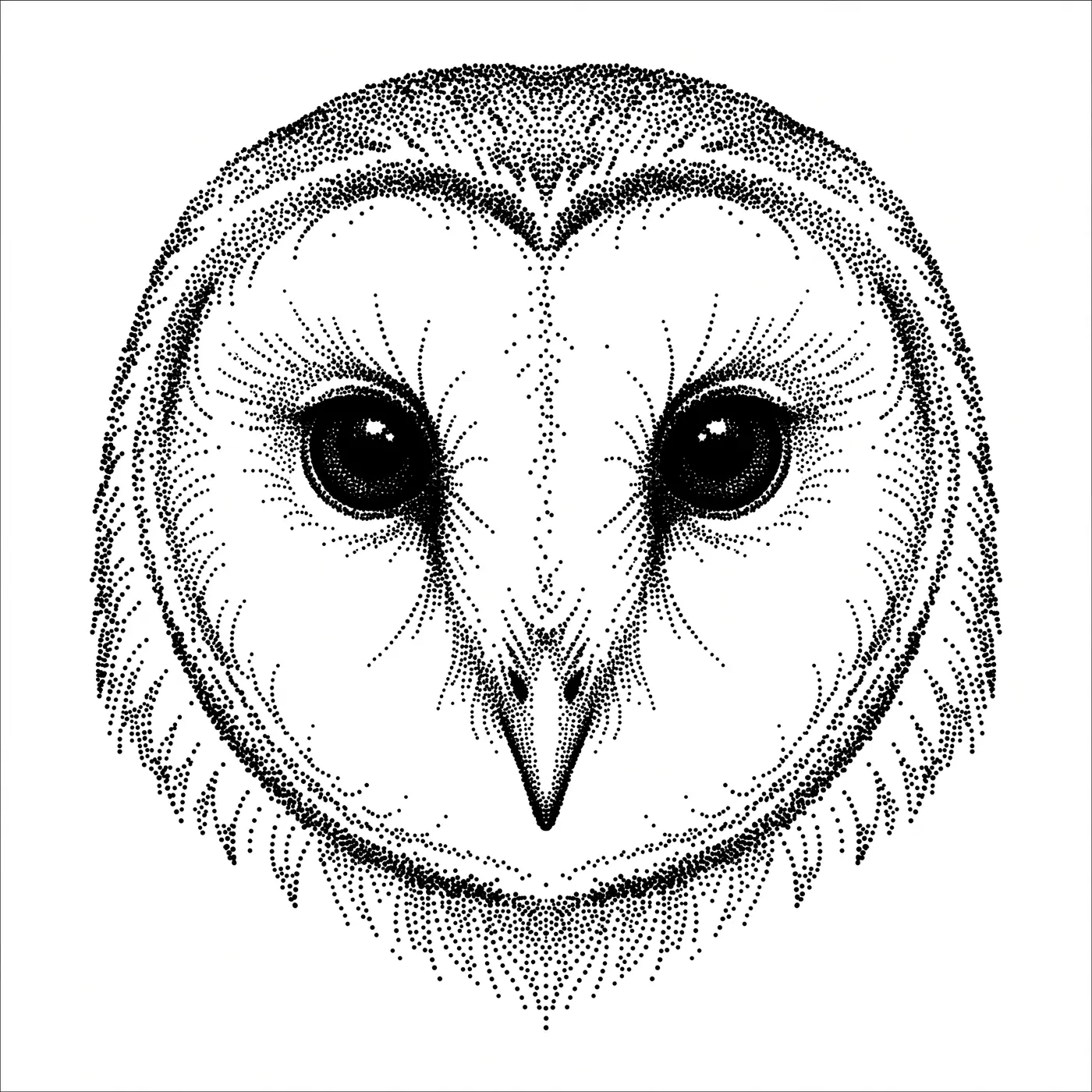 Dotwork Barn Owl Face