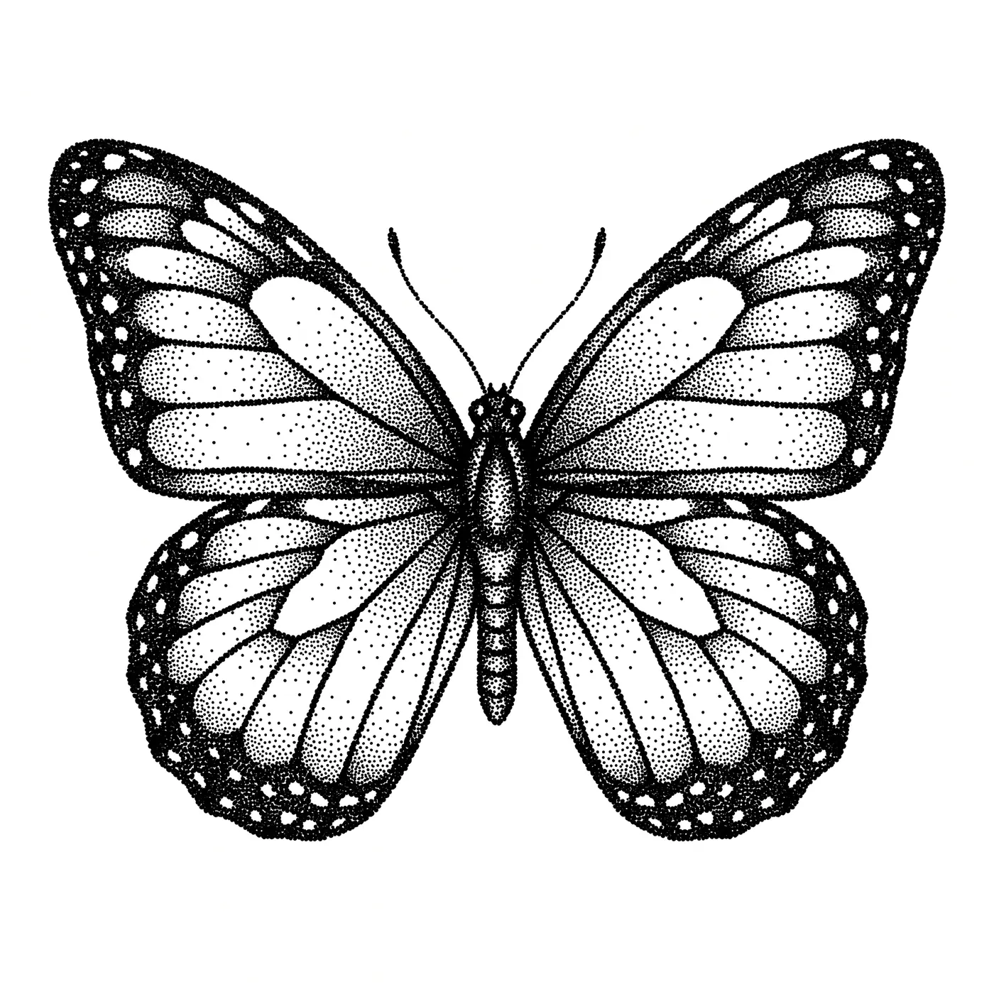 Dotwork Butterfly Symmetrical