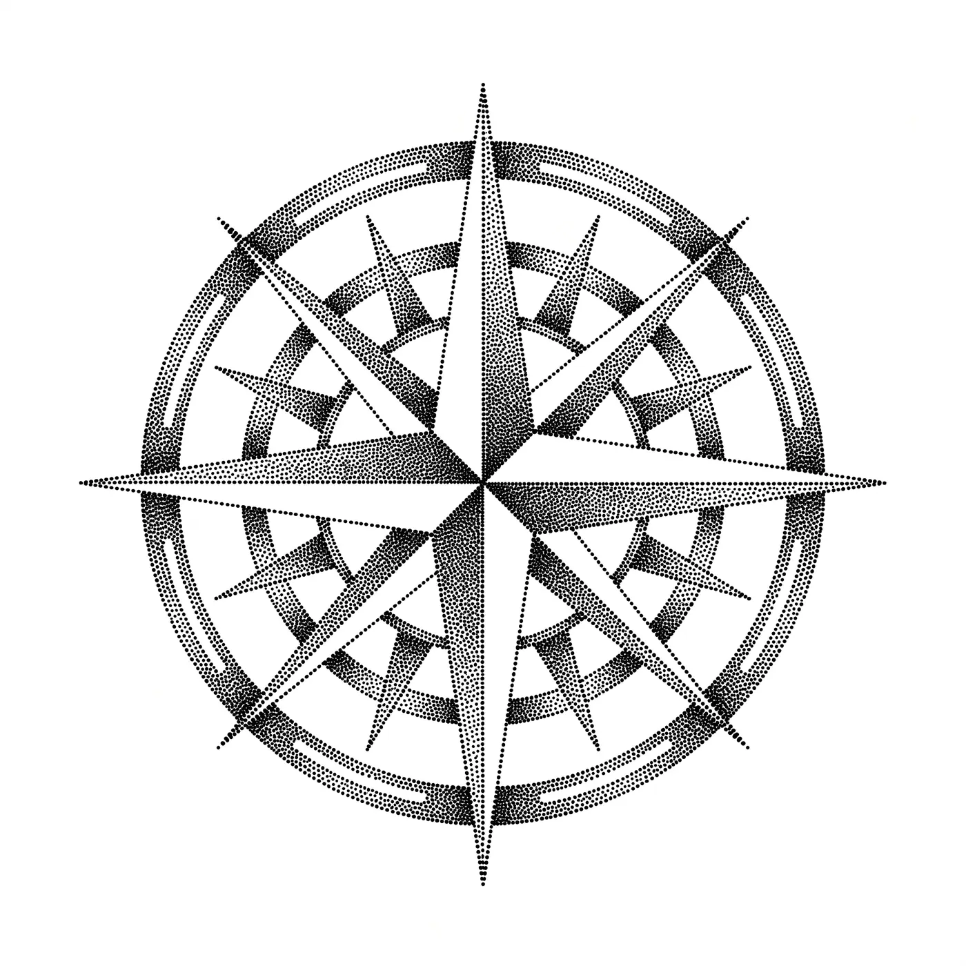 Dotwork Compass Rose