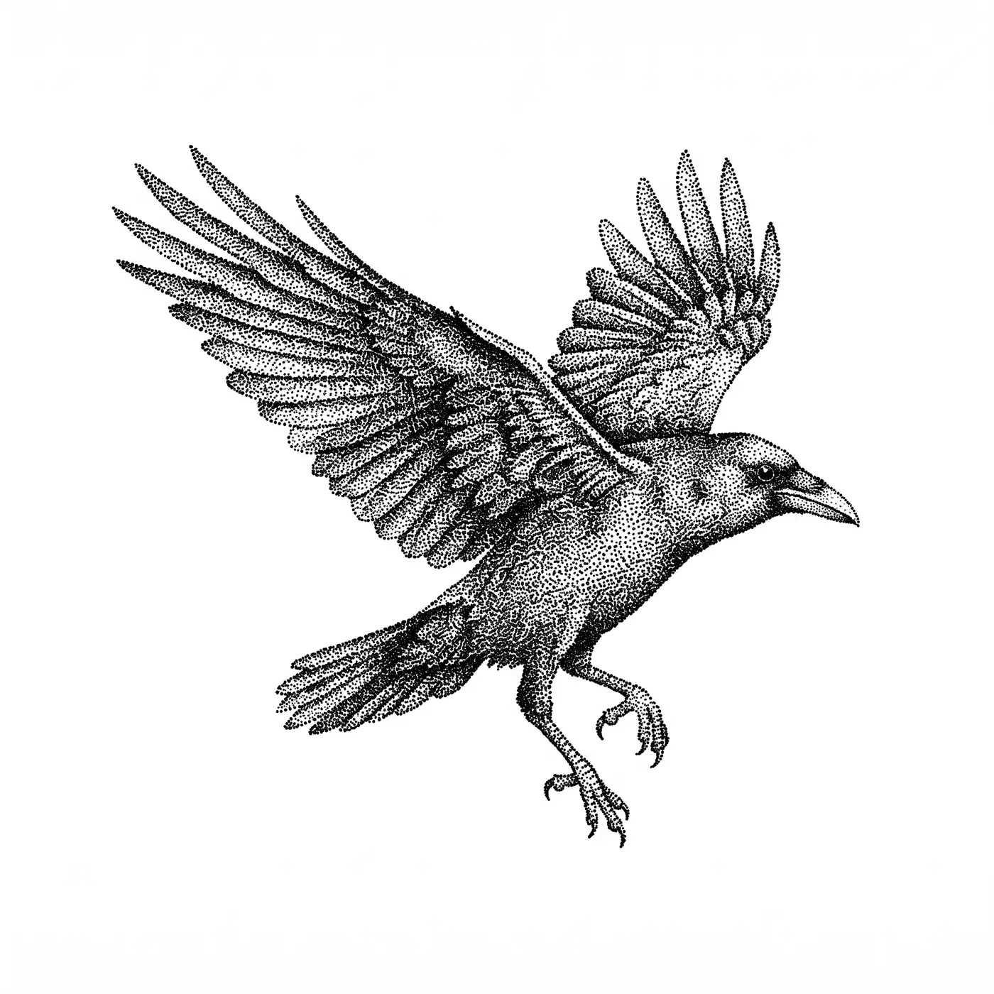 Dotwork Crow In Flight