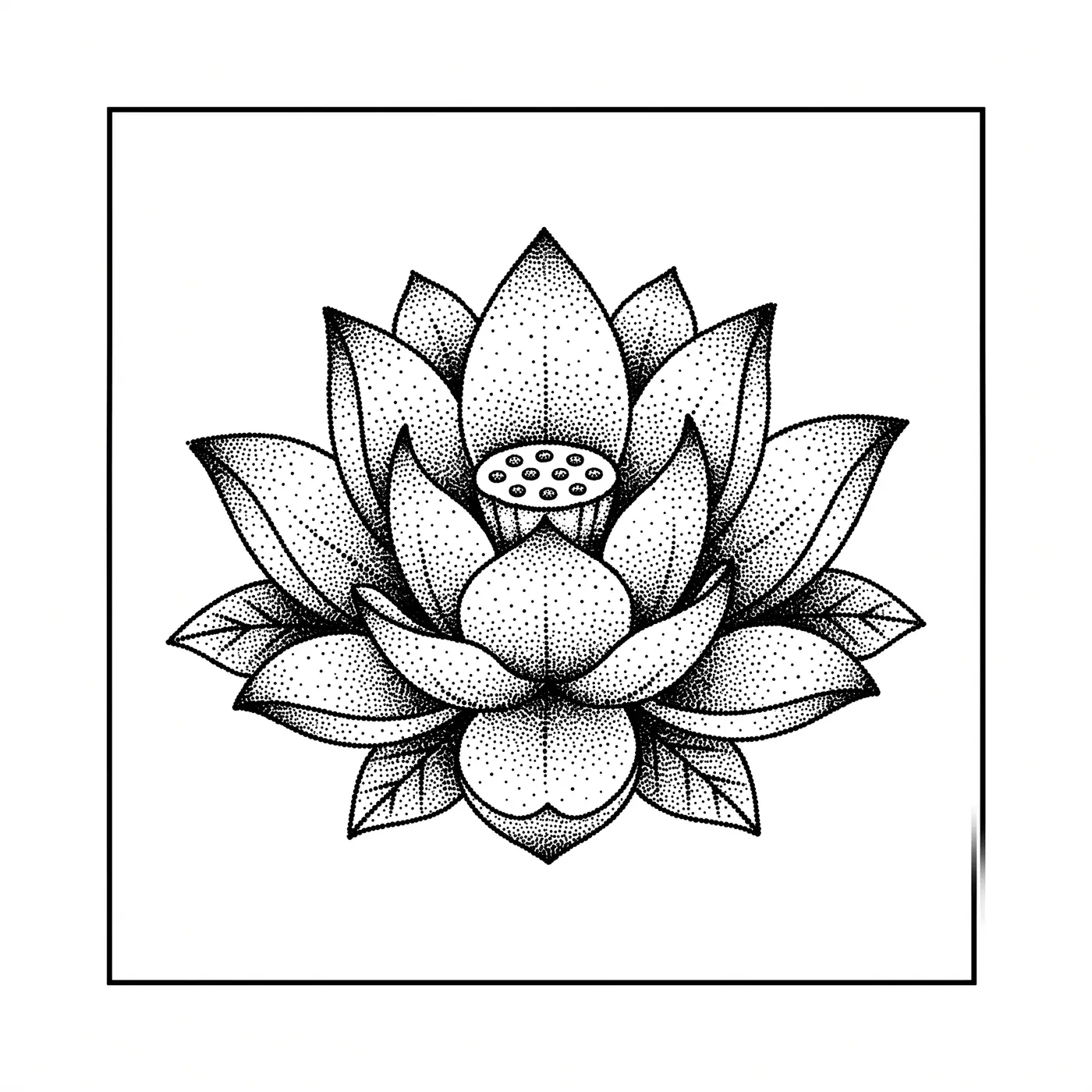 Dotwork Lotus Flower