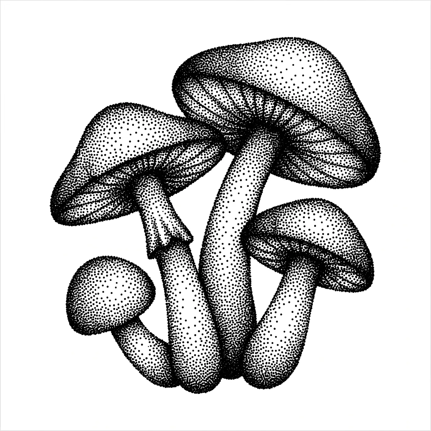Dotwork Mushroom Cluster