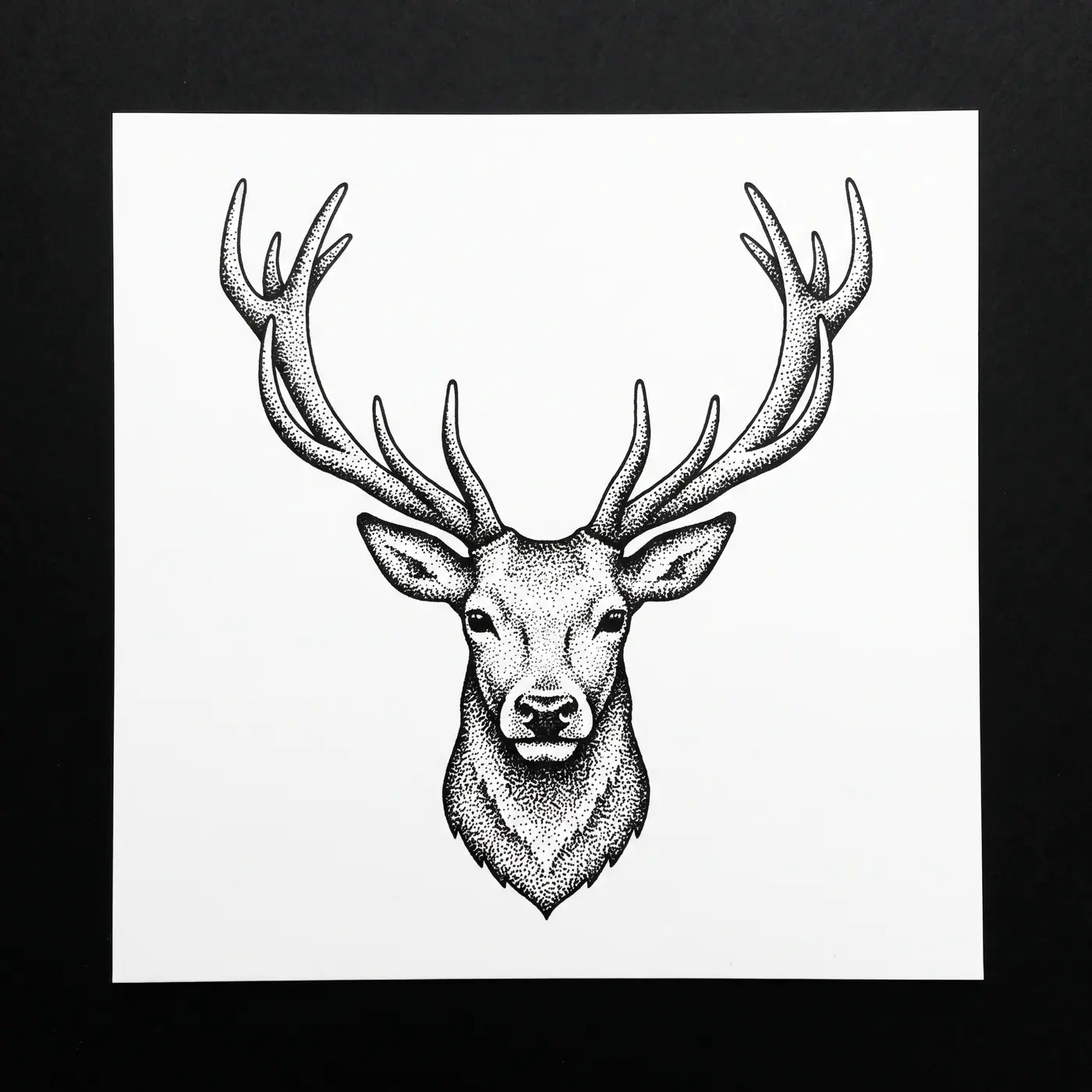 Dotwork Stag With Antlers