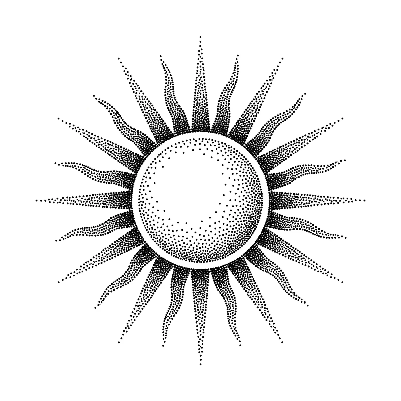 Dotwork Sun With Rays
