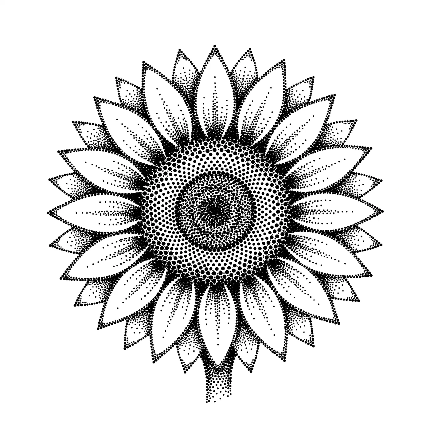 Dotwork Sunflower Head