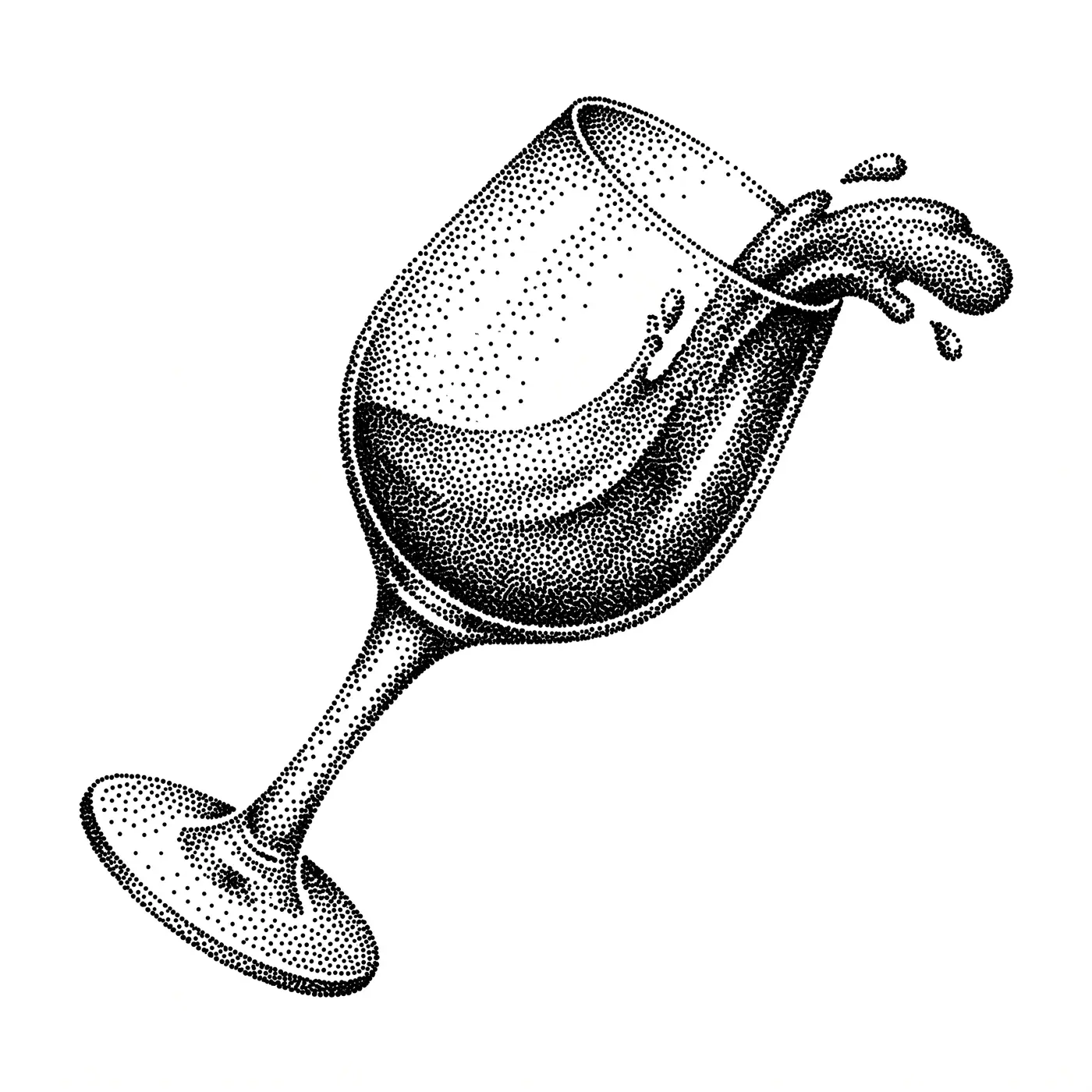 Dotwork Wine Glass Spilling