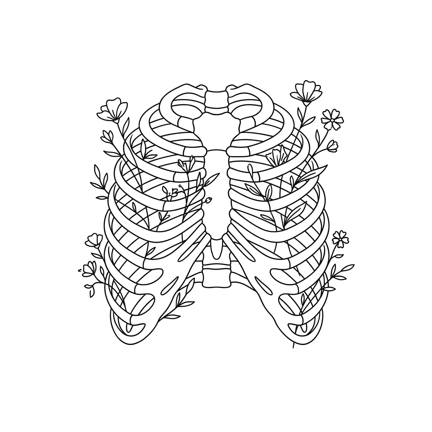 Fineline Rib Cage With Flowers