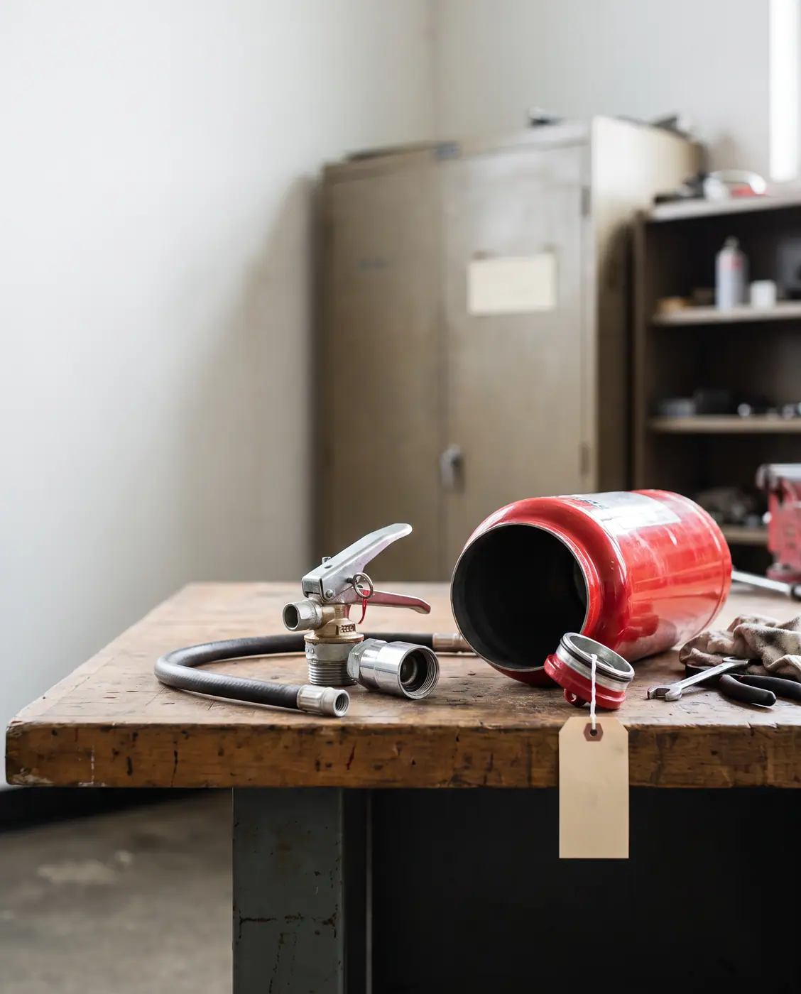 Fire Extinguisher Maintenance Service Bench Open Repair