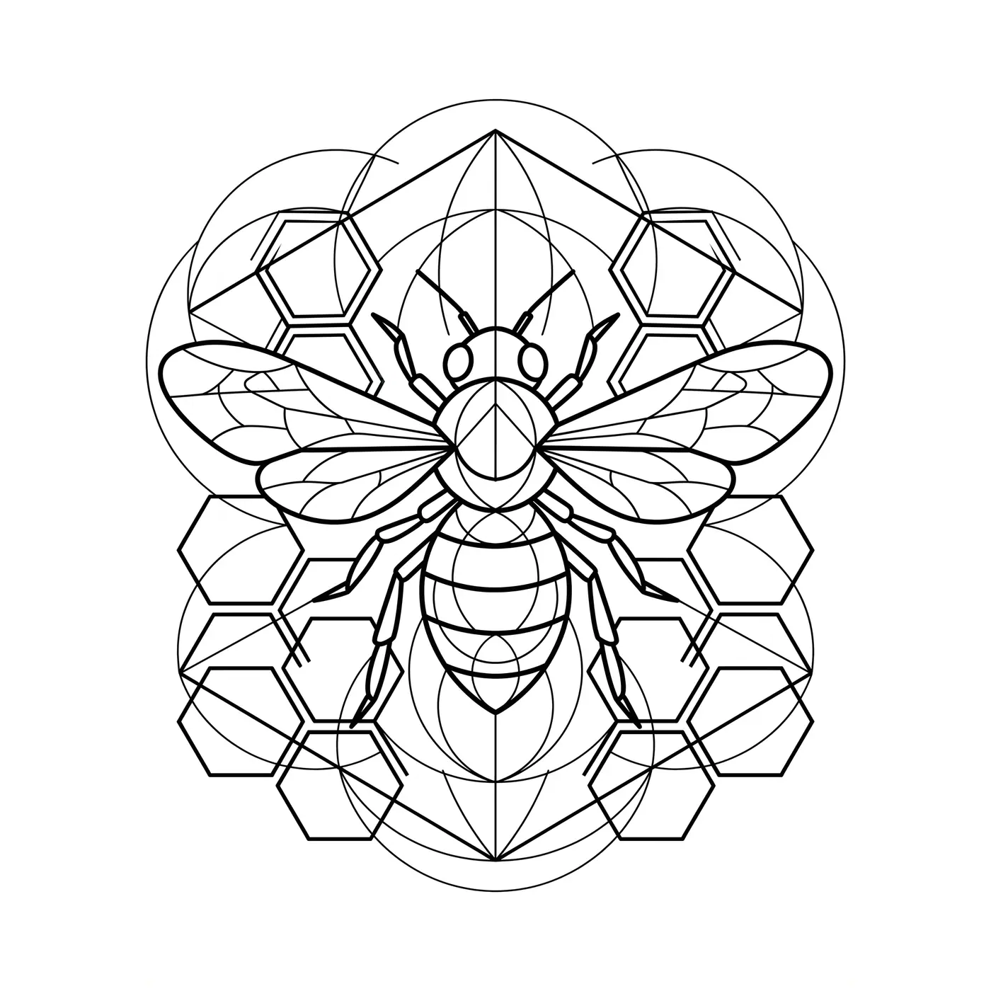 Geometric Bee With Honeycomb