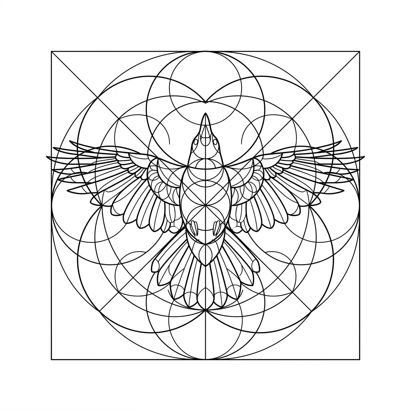 Geometric Crow In Flight