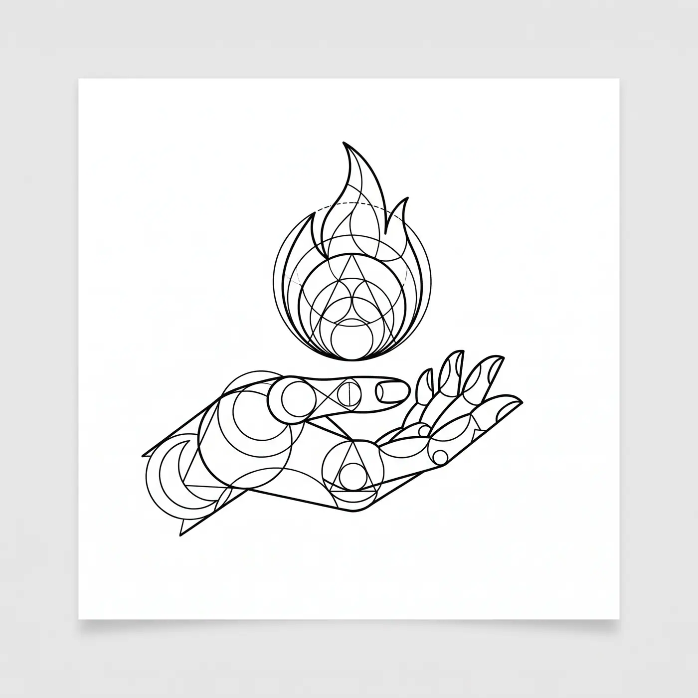 Geometric Hand Holding Flame