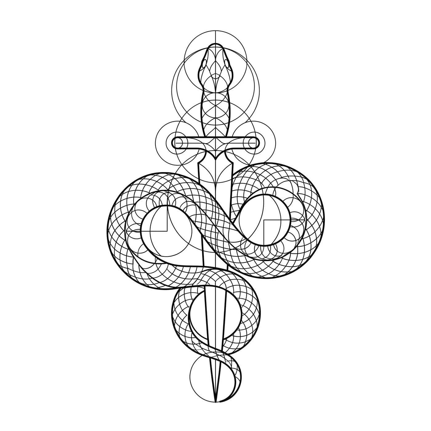 Geometric Snake And Dagger