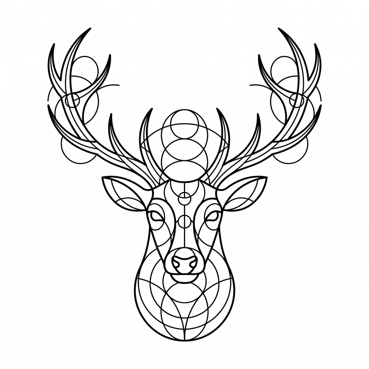 Geometric Stag With Antlers