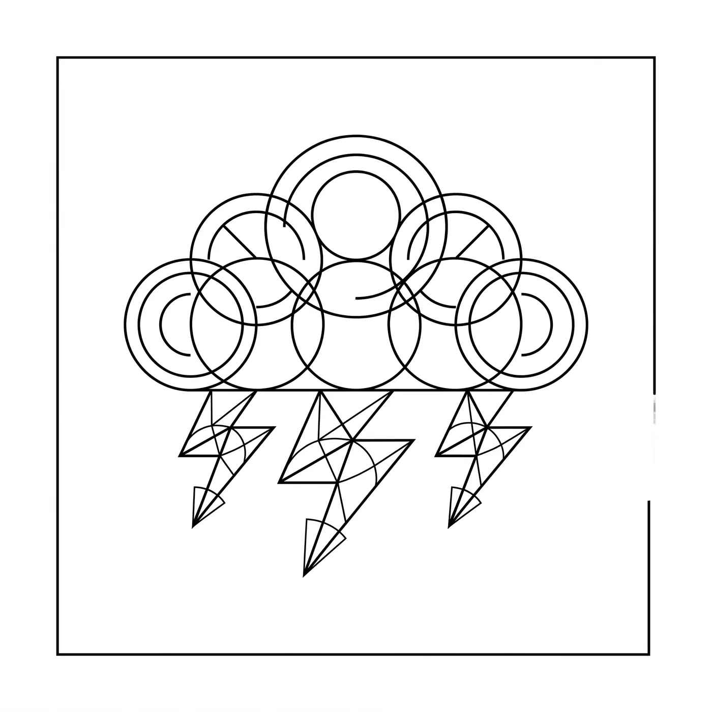 Geometric Storm Cloud With Lightning
