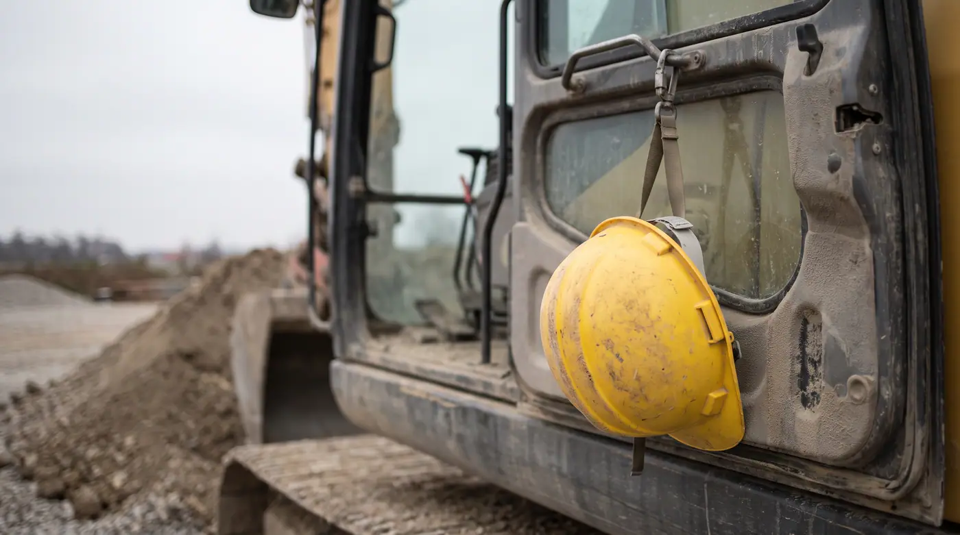 Safety helmet hooked excavator cab handle industrial construction