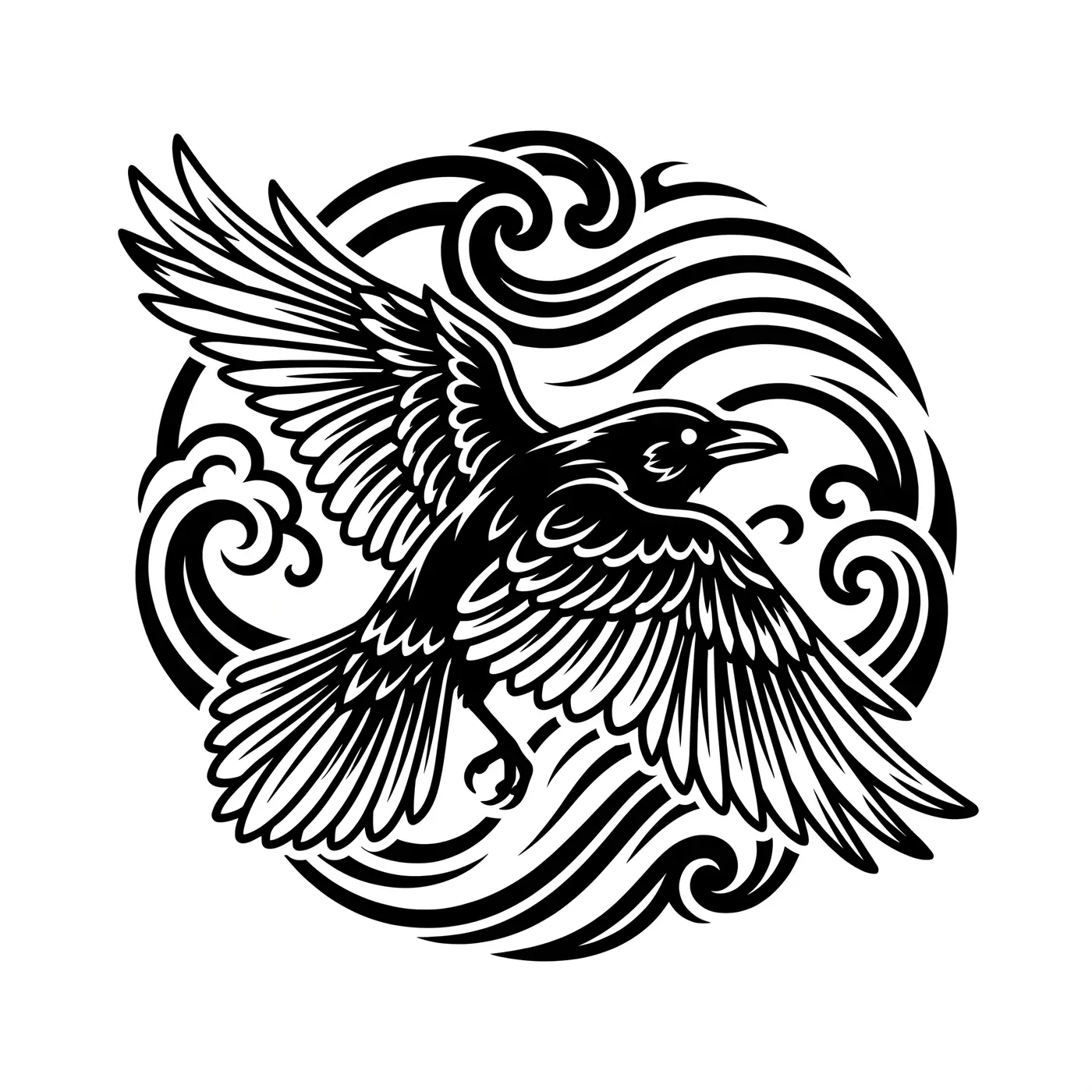 Japanese Crow In Flight