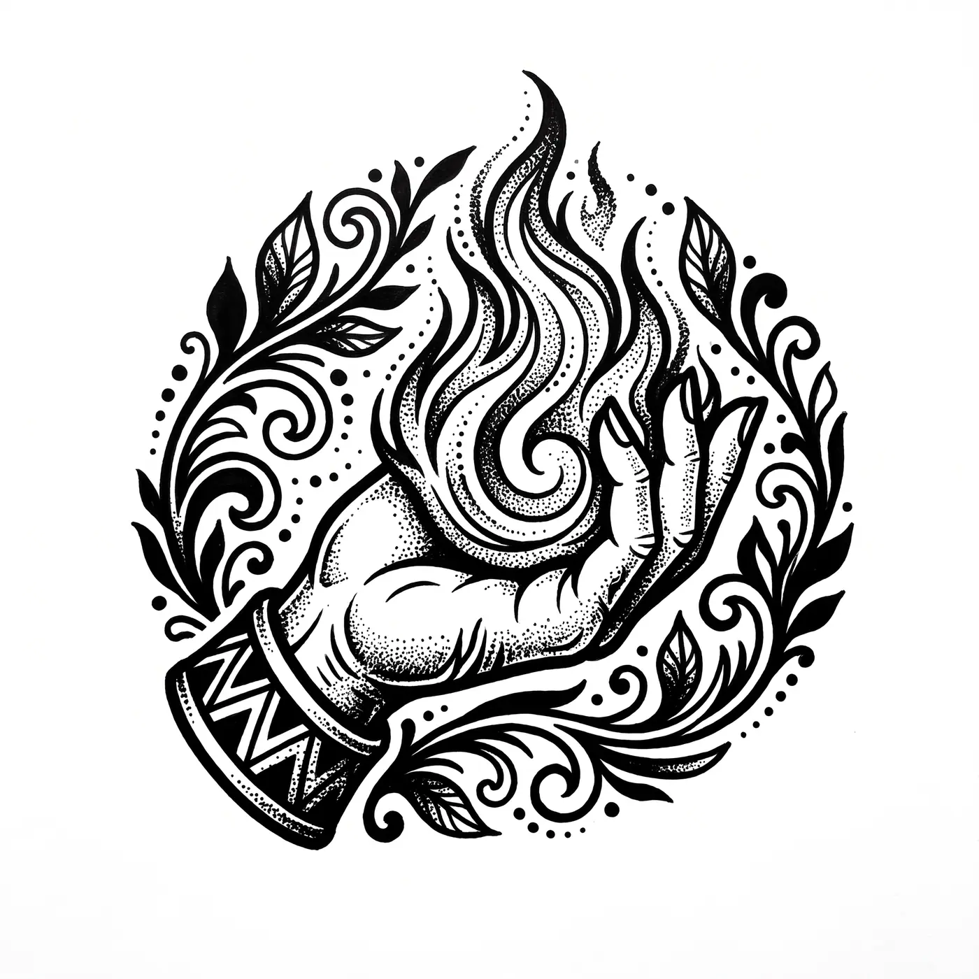 Neotrad Hand Holding Flame