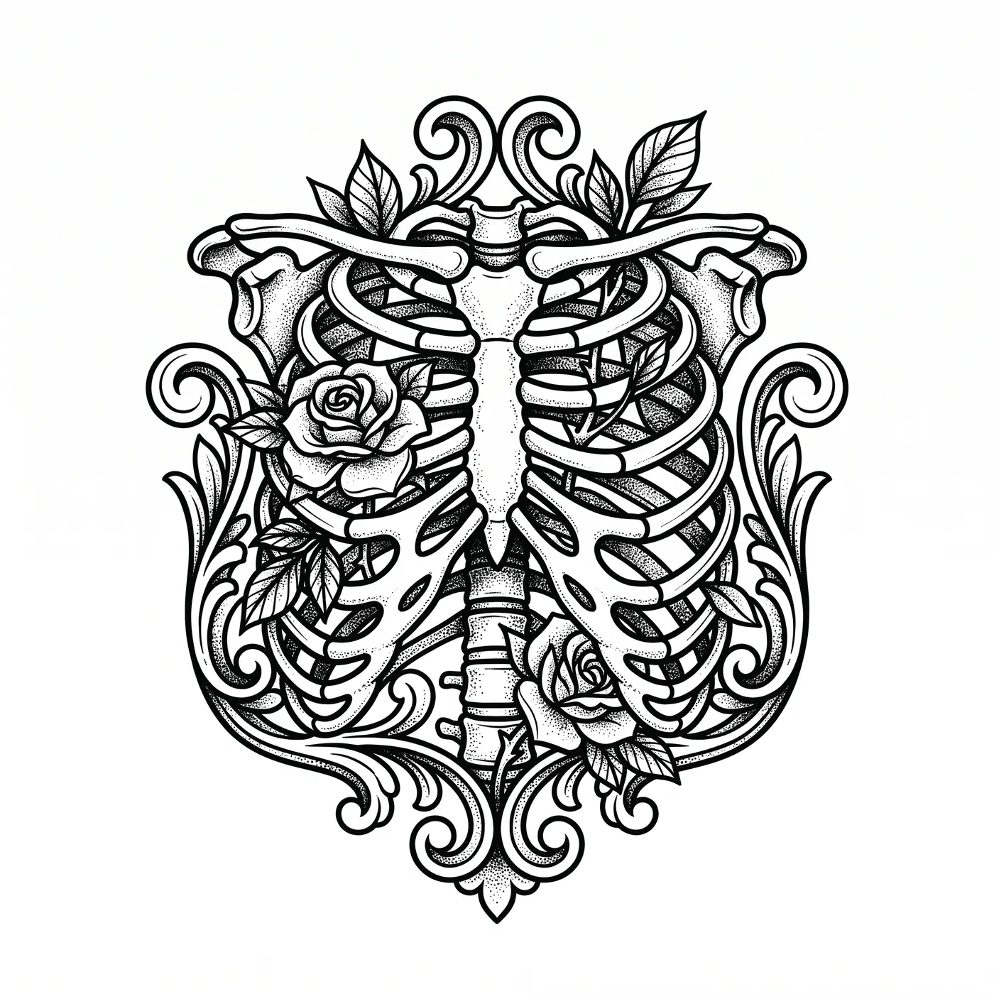 Neotrad Rib Cage With Flowers