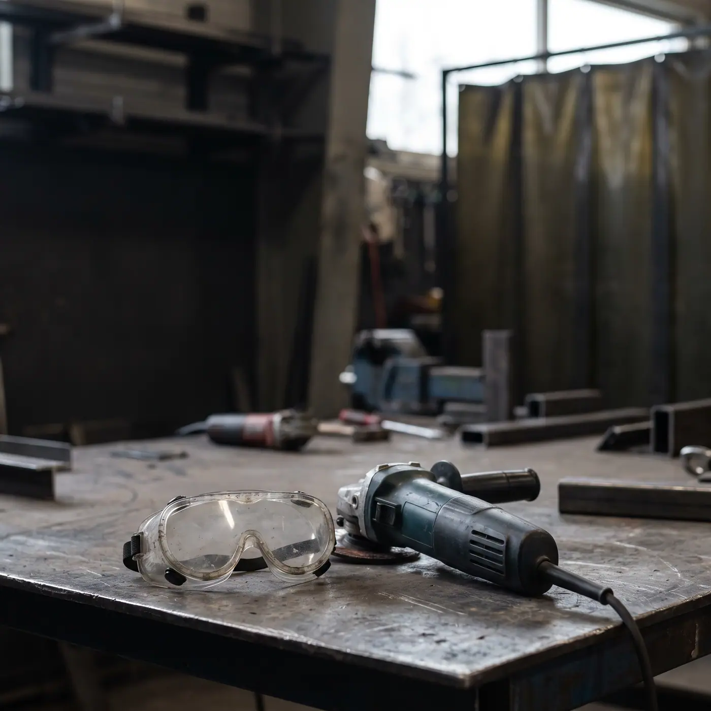 Goggles angle grinder fabrication bench safety equipment