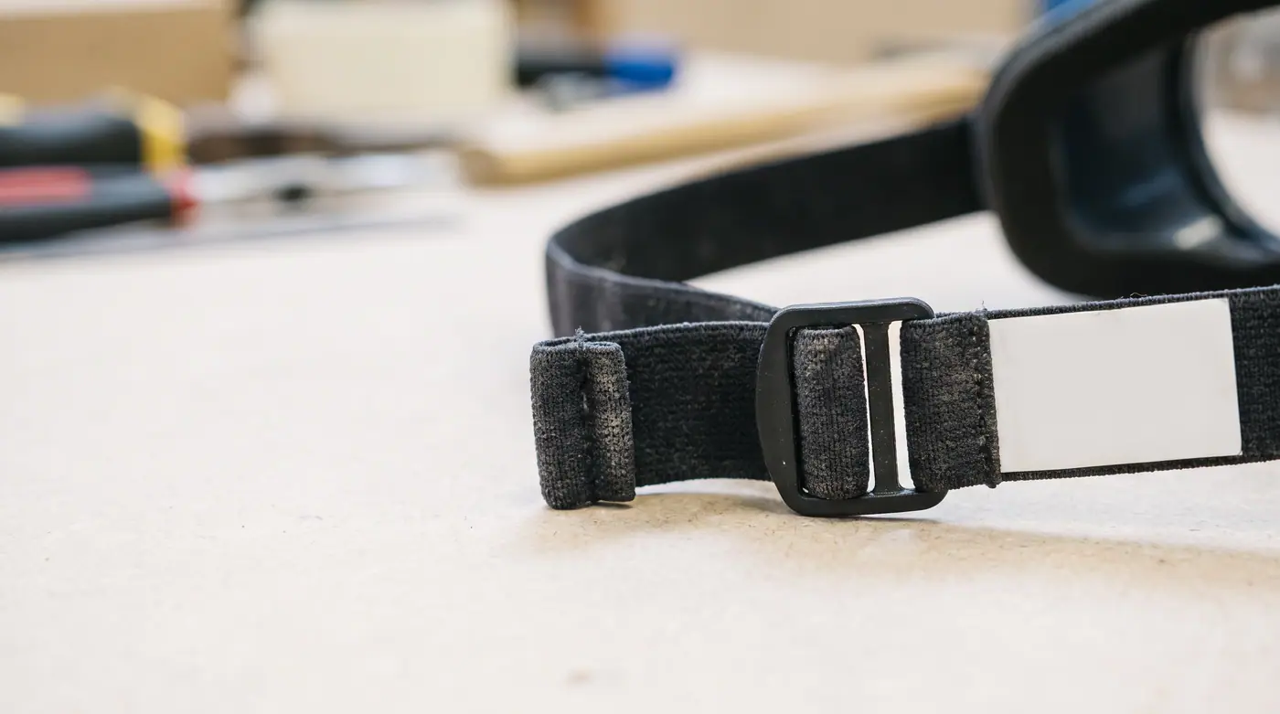 Goggle head strap buckle adjustable eye protection close up