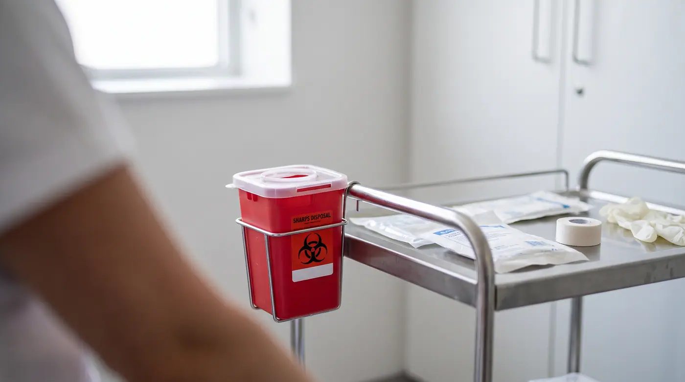 Sharps Waste Trolley Side