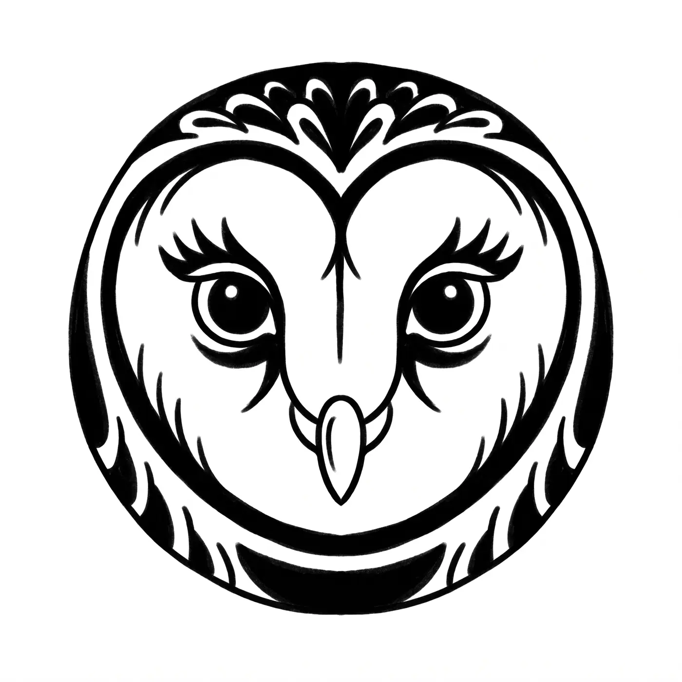 Traditional Barn Owl Face