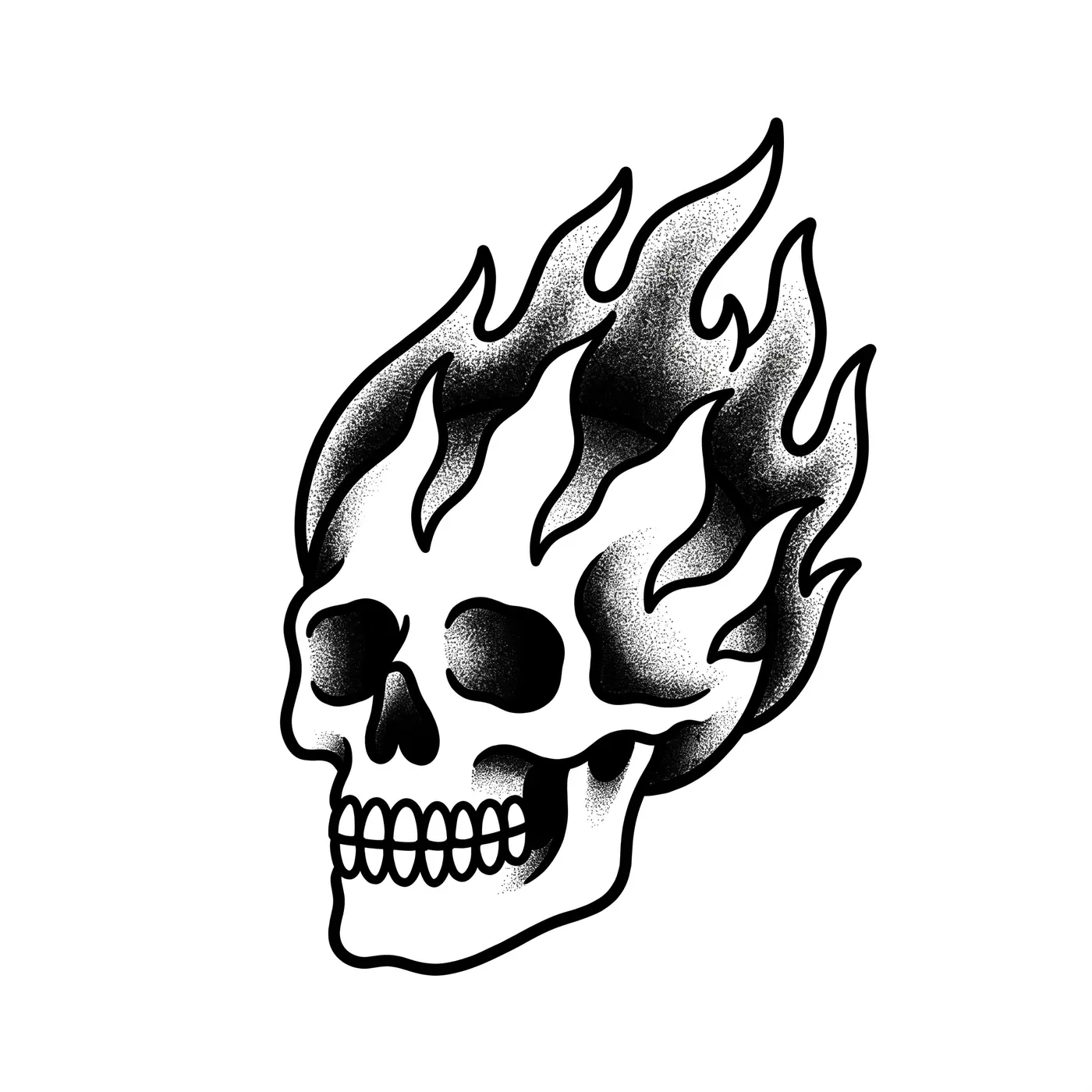 Traditional Flaming Skull
