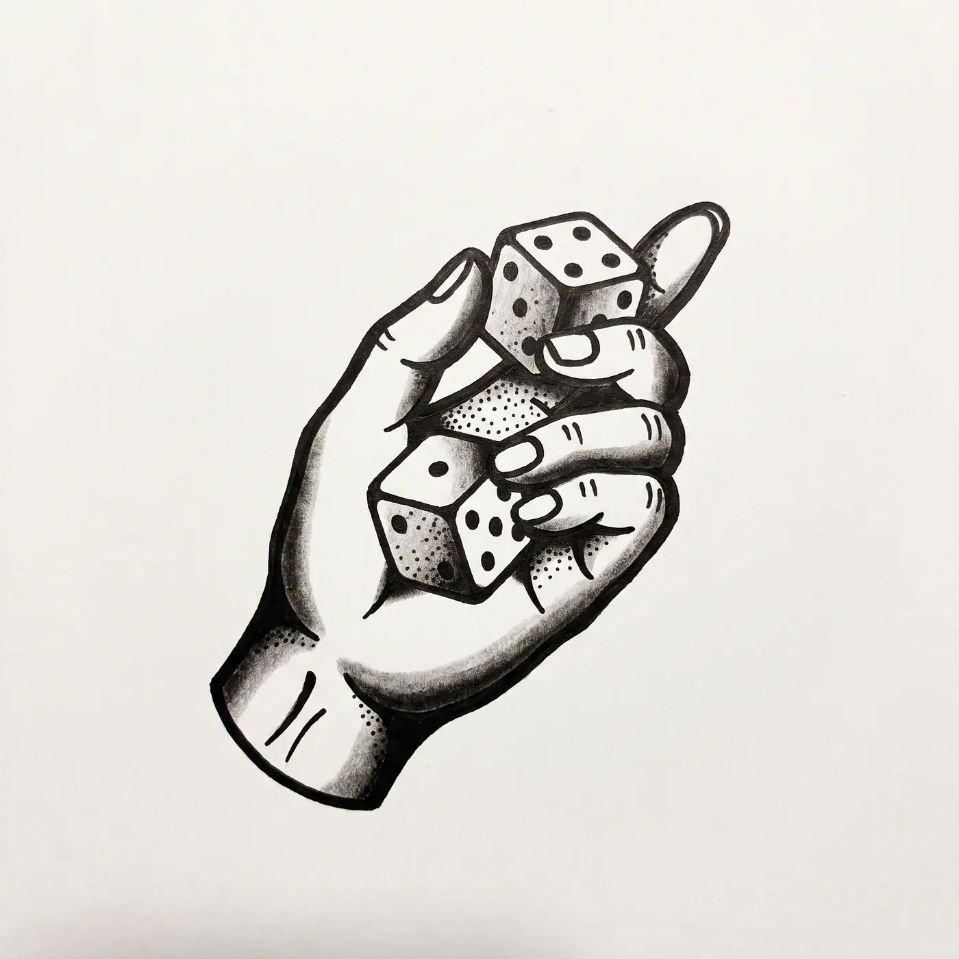 Traditional Hand Holding Dice