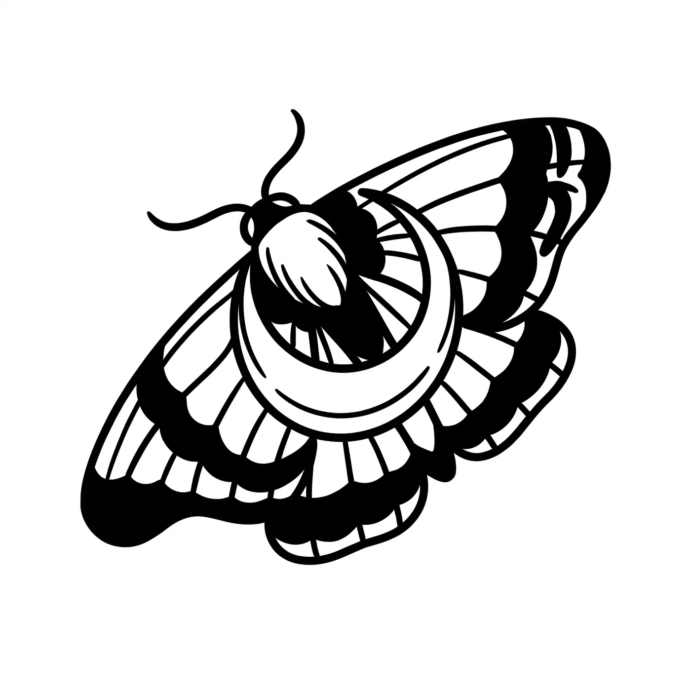 Traditional Moth With Moon